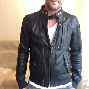 Diesel  Men's black Leather motorcycle Jacket S